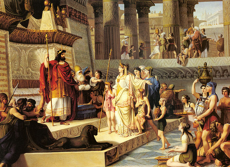 King Solomon the ancient scientist with the Queen of Sheba visiting him